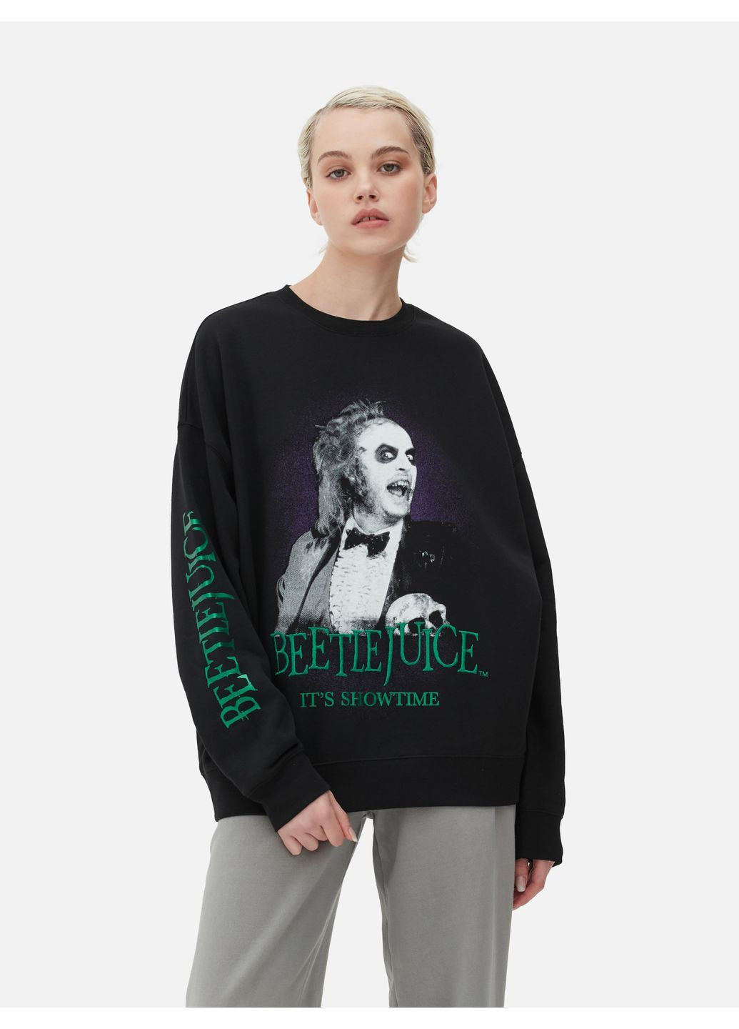 Черный свитшот флис,черный с принтом, Primark (369625758)