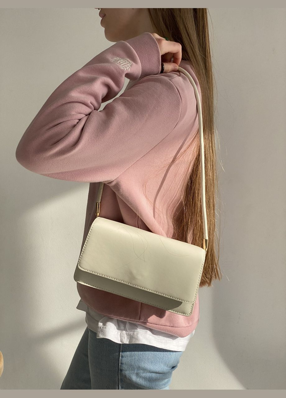 Женская классическая сумка через плечо клатч багет белая No Brand (292631179)