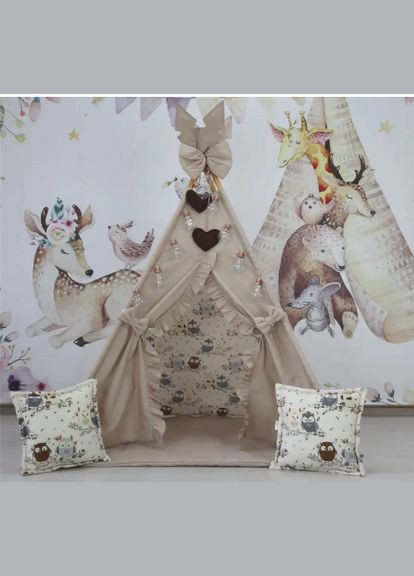 Дитячий Вігвам Совуня . Повний комплект(+коврик +подушки) No Brand (304536586)