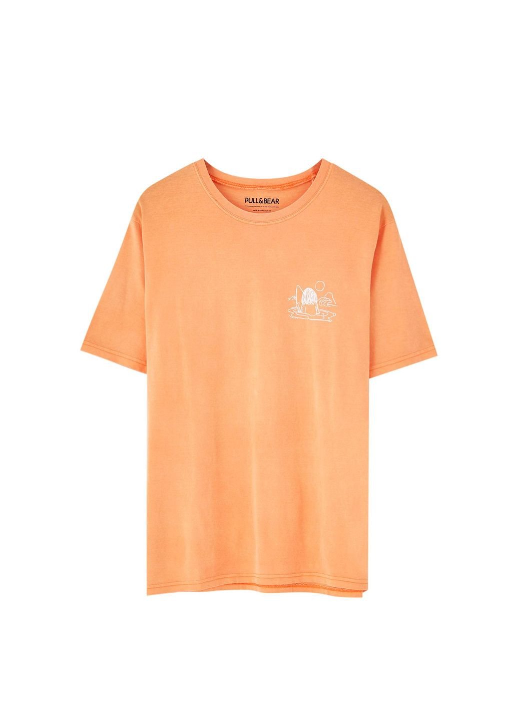 Персиковая футболка,персиковый, Pull & Bear