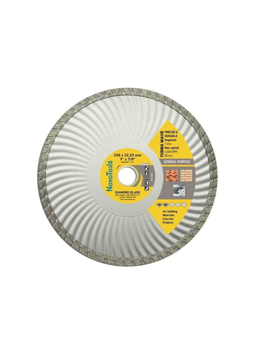 Диск алмазний турбохвиля 230мм х 7мм х 22,23мм Basic ТМ NovoTools (335403600)