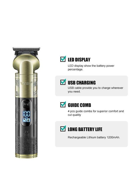 Тример для бороди V-296 LCD 1200мАч (4 насадки) VGR (336931279)