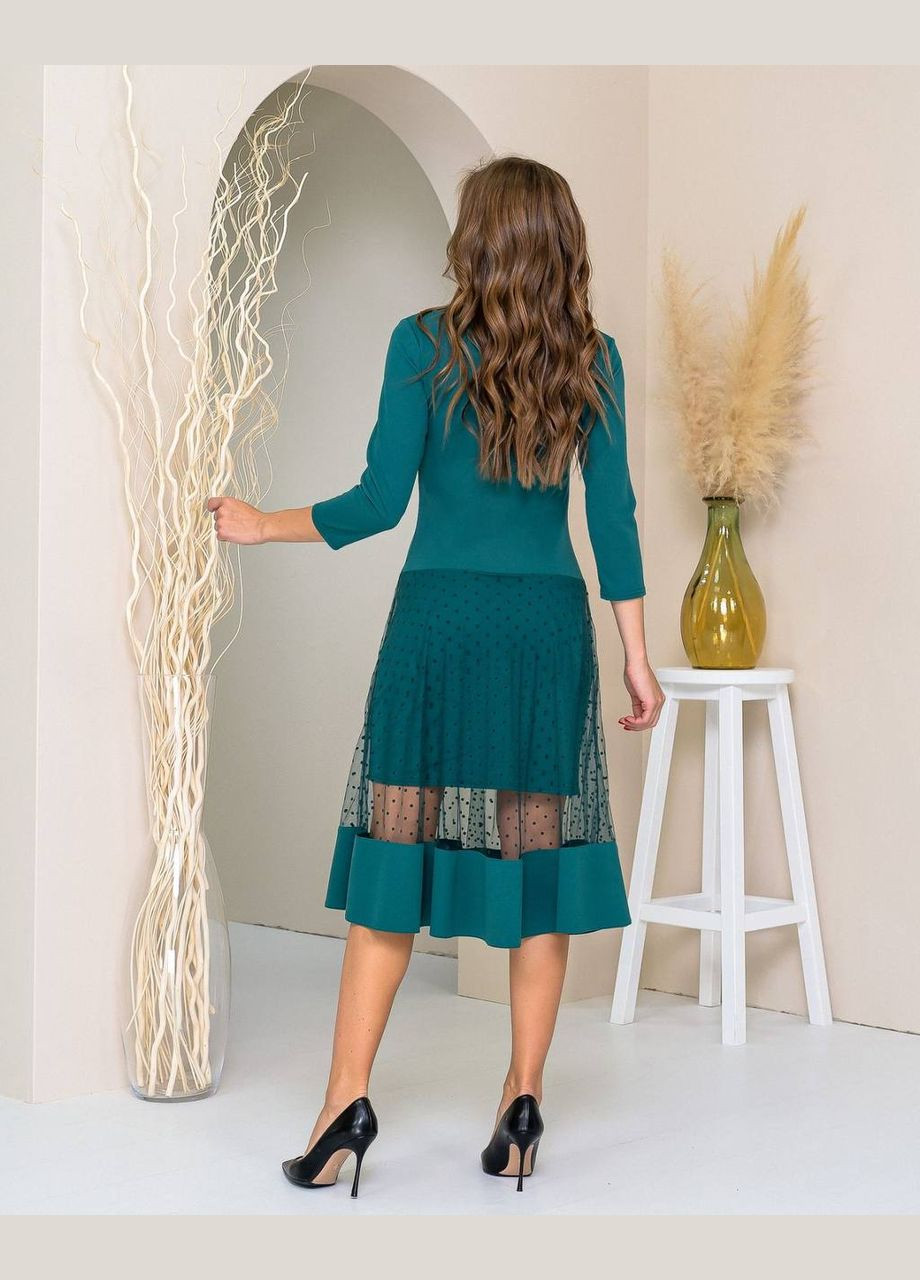 Темно-зеленое праздничный, коктейльное, вечернее стильное торжественное платье No Brand