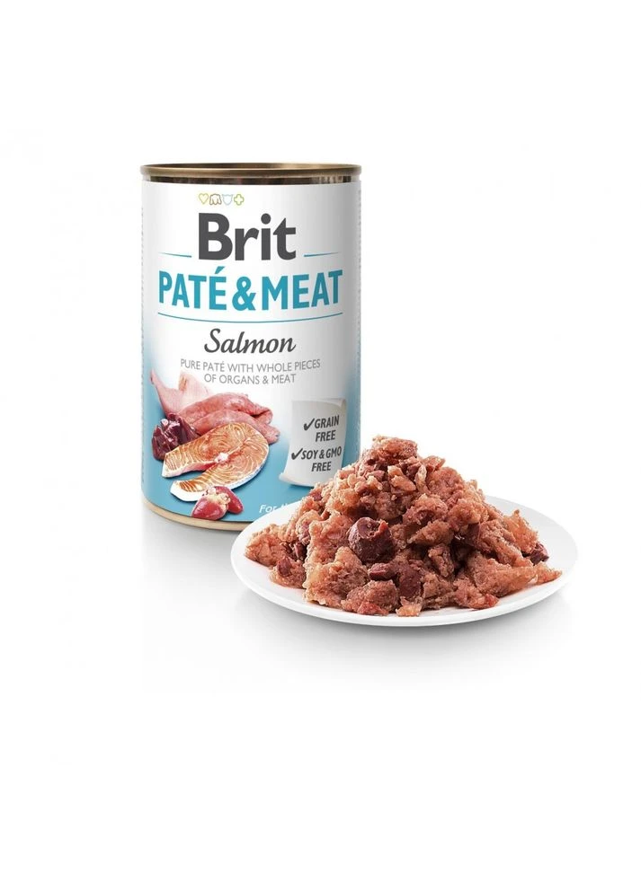 Корм вологий Pate and Meat для дорослих собак з лососем 400 г Brit Care (394131673)