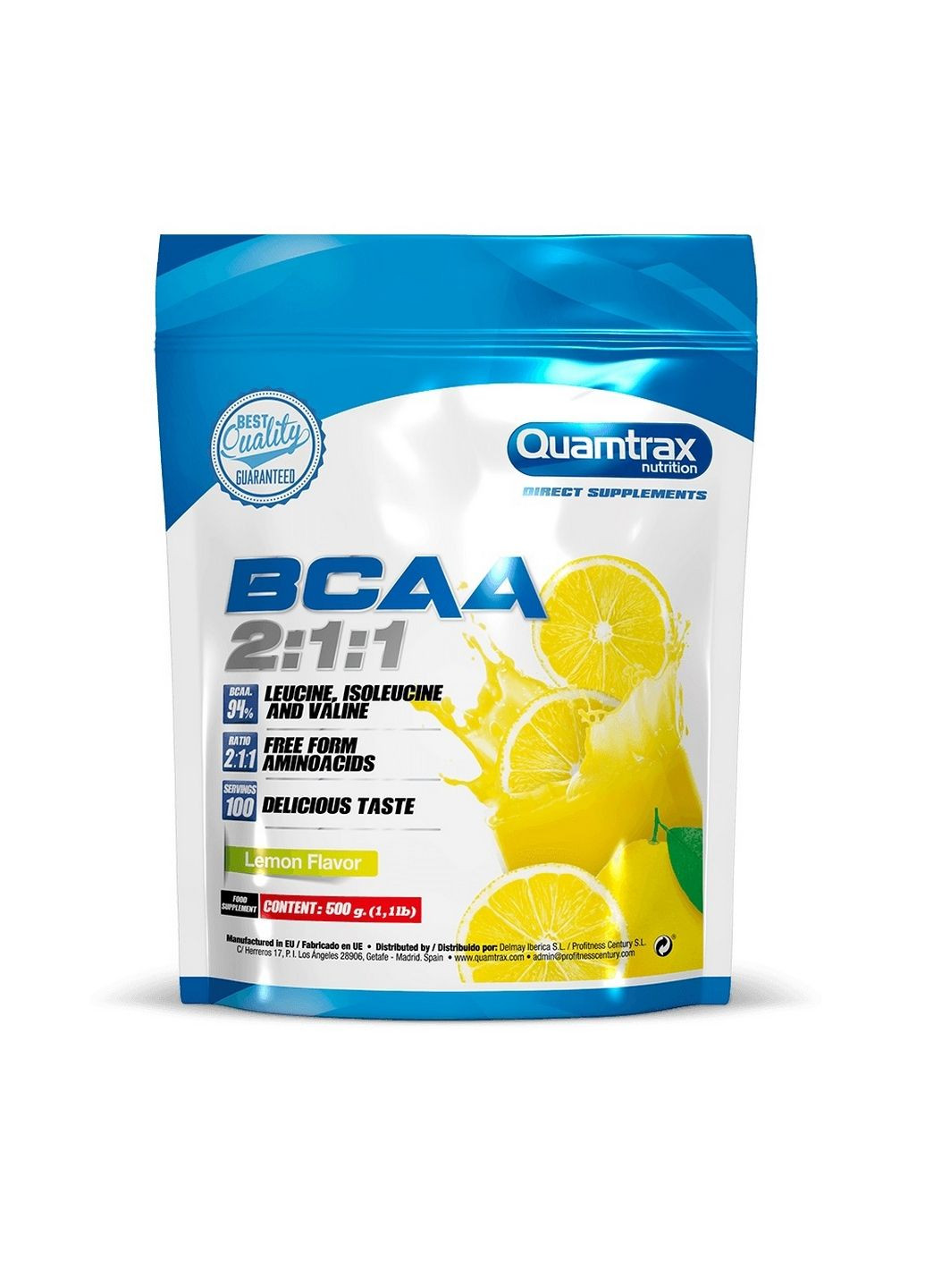 Амінокислота BCAA BCAA 2:1:1, 500 грам Лимон Quamtrax (293483311)