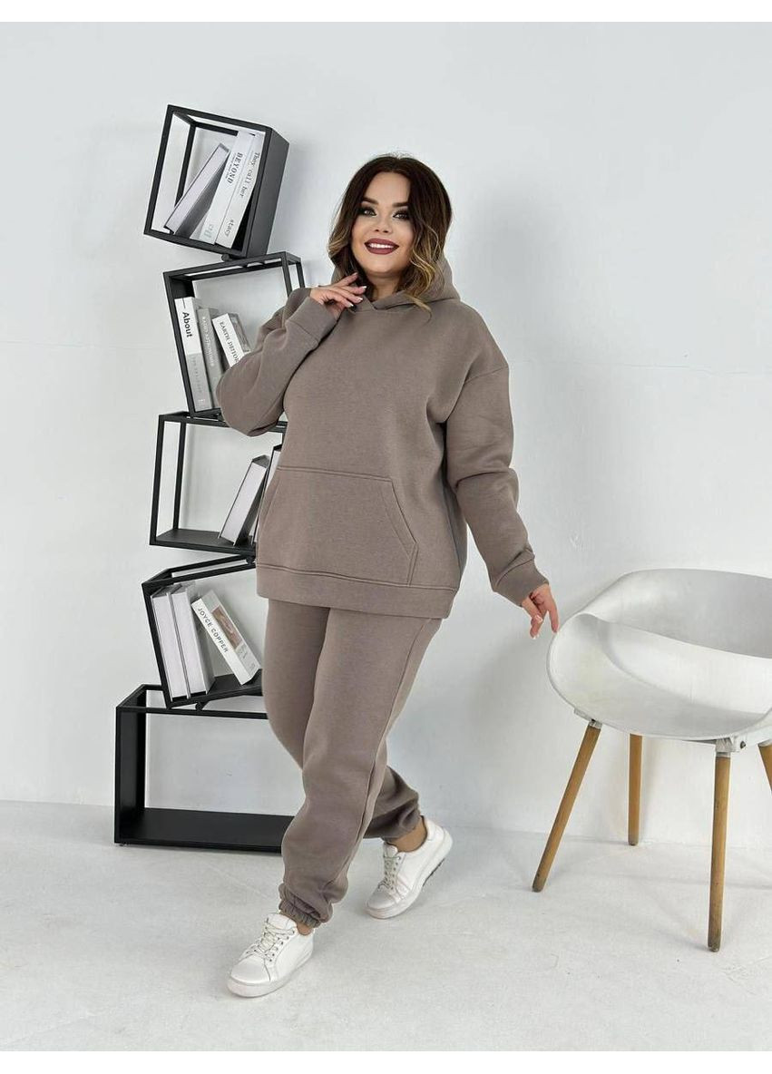 Костюм двойка тринитка на флисе,брюки и кофта с капюшоном и карманами. Україна (361021963)