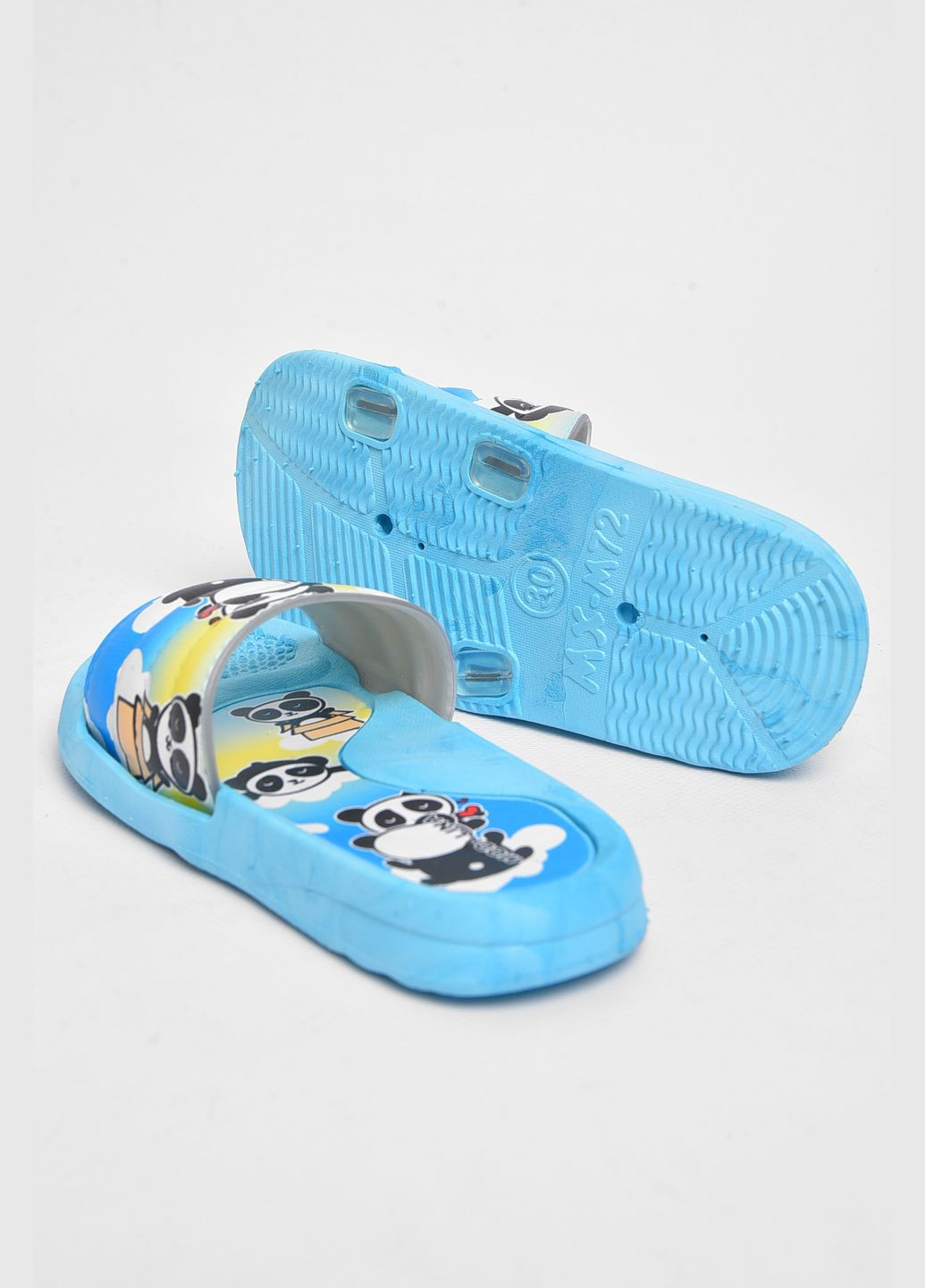 Шльопанці дитячі резинові блакитного кольору з малюнком Let's Shop (295012138)