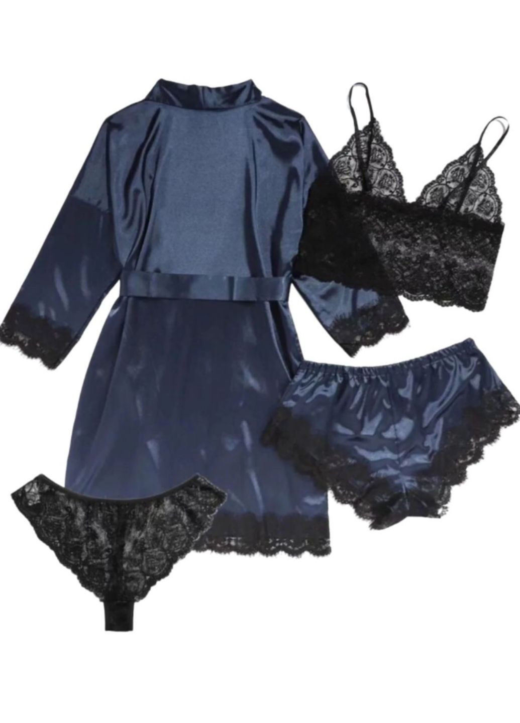 Синя всесезон жіночий піжамний комплект для дому та сну four good friends (1996-44-01) майка + шорти Macarena