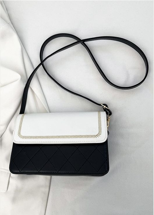 Жіноча сумка 6037 крос-боді чорно-біла No Brand (303323086)