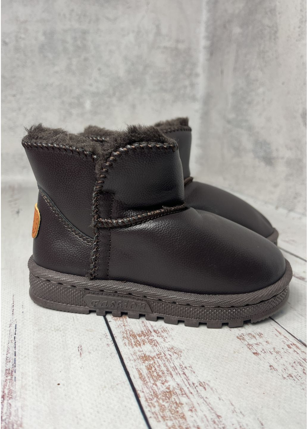 Темно-коричневые угги зимние детские темно-коричневый (393) G&S