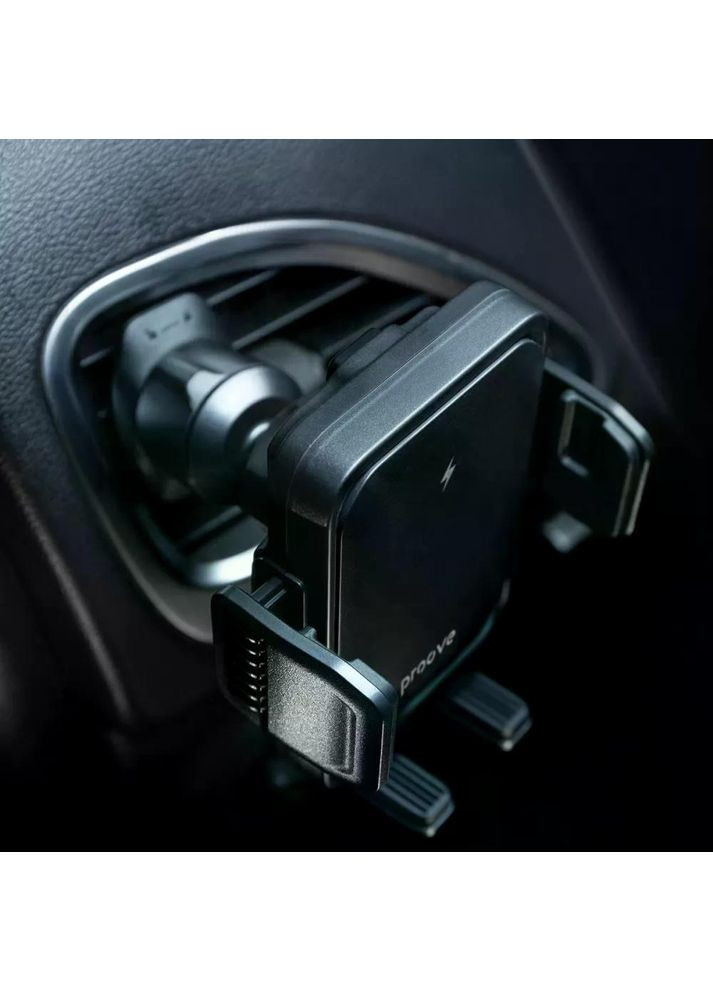 Автотримач для телефону з бездротовою зарядкою Sonic PRO 15W затиск на дефлектор 4.0-6.9" black (WHSP15002001) Proove (358650274)