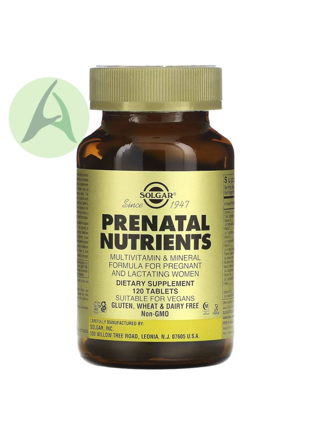 Prenatal Nutrients, комплекс витаминов и минералов для беременных, 120 таблеток Solgar (370135405)