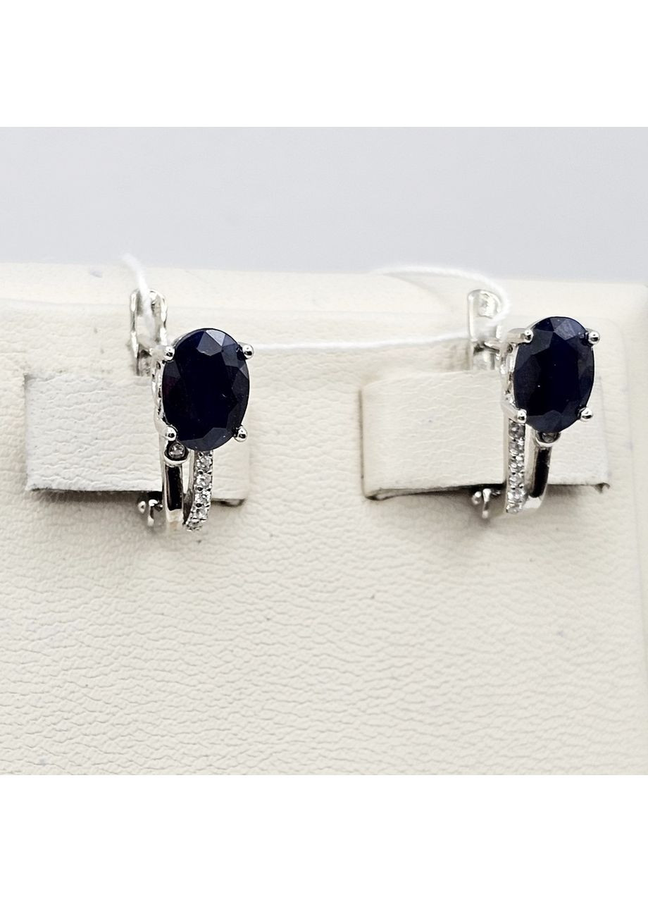Серьги серебряные с сапфиром и кубическим цирконием 3,42 г No Brand (369736877)