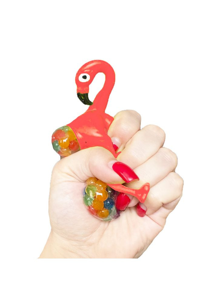 Іграшка-антистрес Фламінго з орбізами, сквіші, жуйка-тягучка, слайм, 13 см, Кораловий No Brand (366304337)