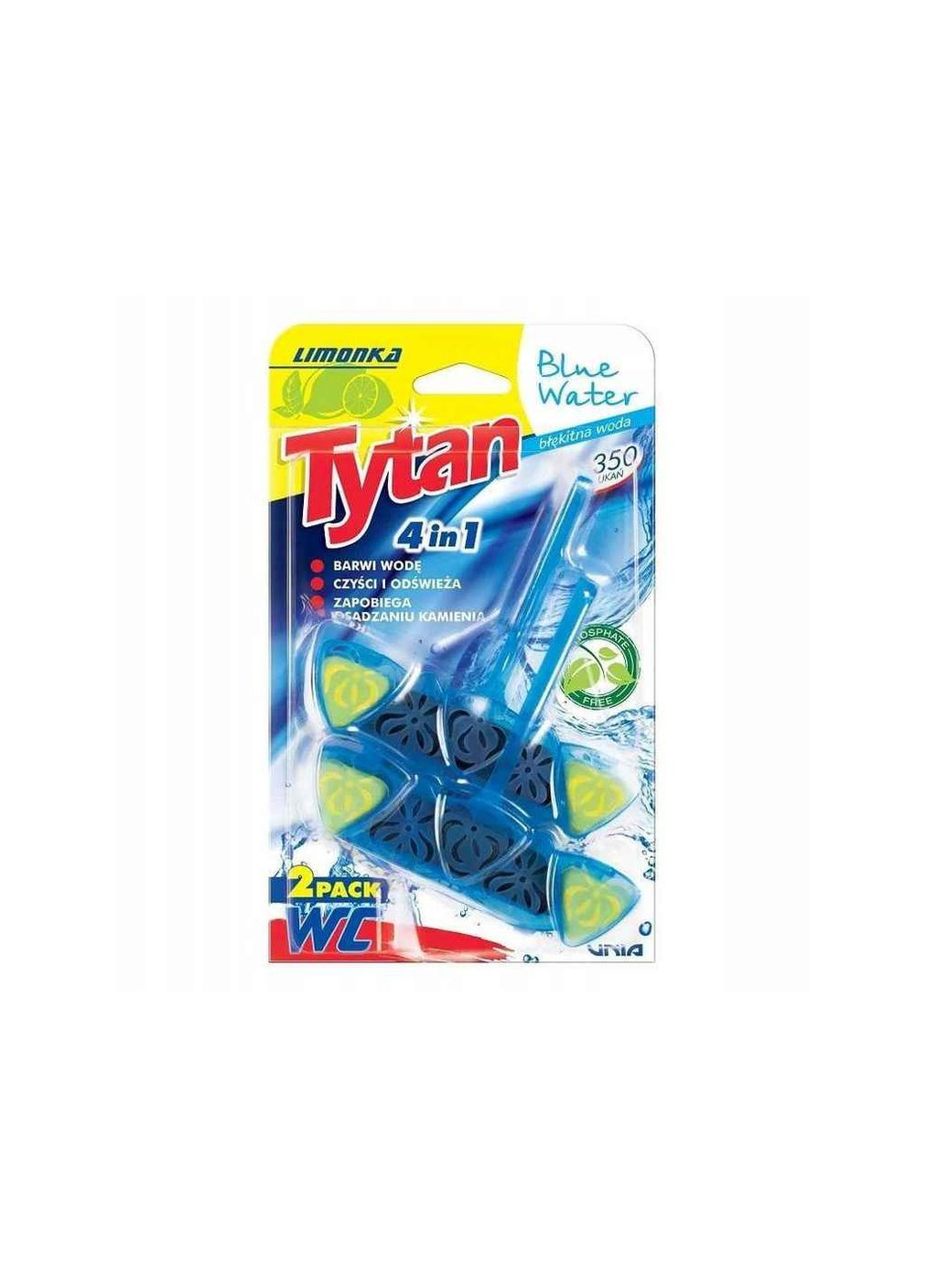 Блок для туалетів 2шт Чотирьохфазний 4в1 Blue Water Lime 40г Tytan (370677521)