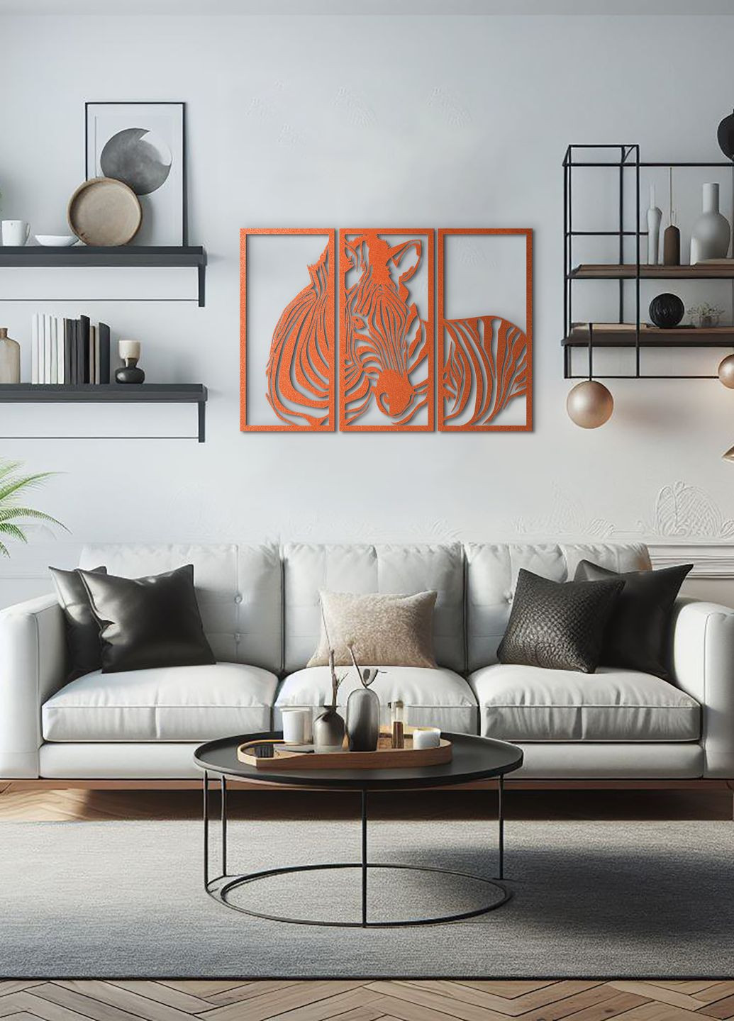 Декор в кімнату, дерев'яна картина на стіну "Зебра модульна картина", стиль мінімалізм 30х43 см Woodyard (292112808)