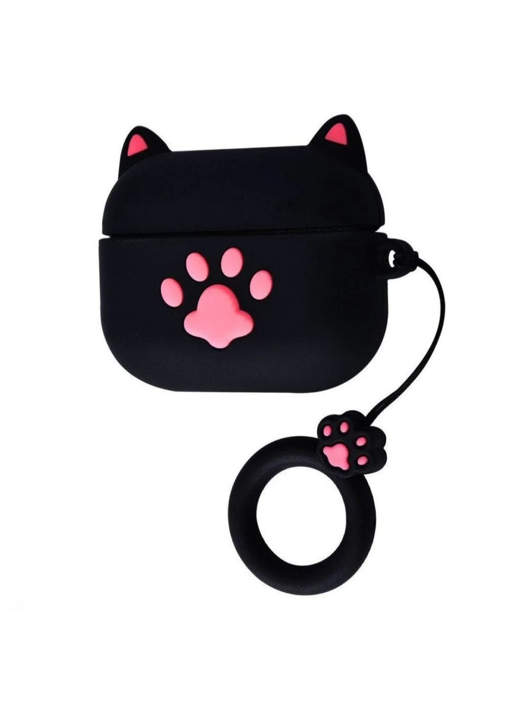 Чохол для навушників 2 чорна лапка котяча силіконовий Trends Airpods Pro (360897095)