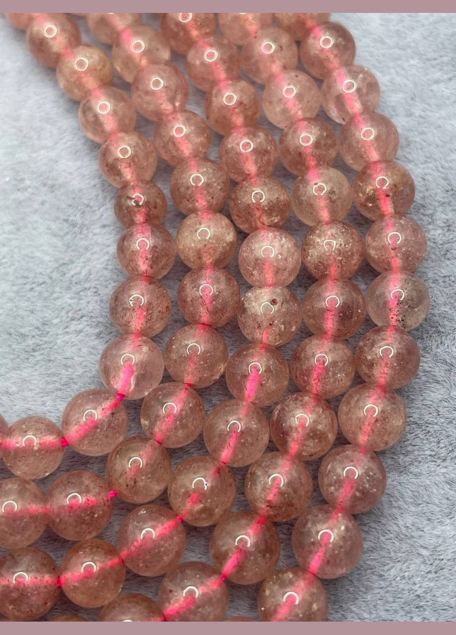 Клубничный кварц на нитке без замка 6 мм 40 см Розовый 9528 No Brand (311686491)