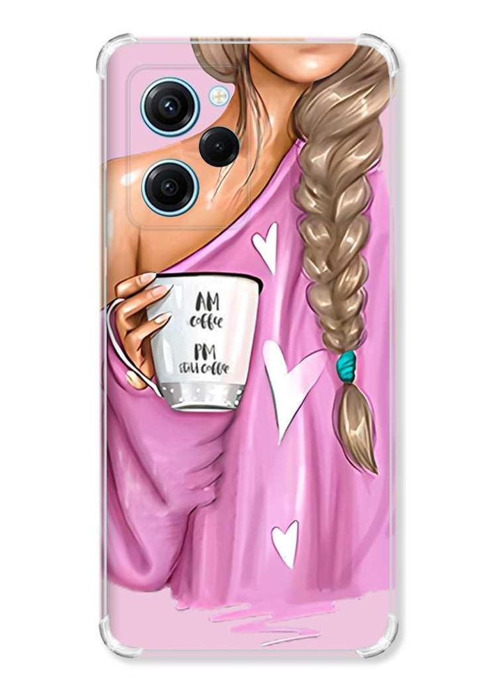 Чехол с утолщенными углами на Xiaomi Redmi Note 12 Pro Speed 5G:: Девушка с кофе (принт 58) Creative (360675180)