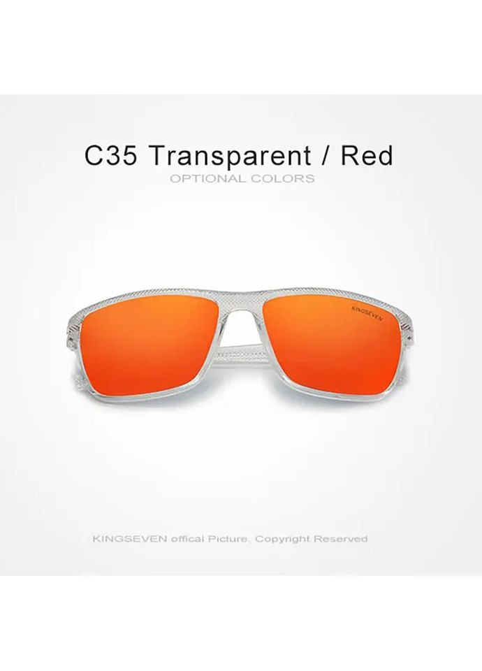 Чоловічі поляризаційні сонцезахисні окуляри LC755 Transparent Red KINGSEVEN (368626701)