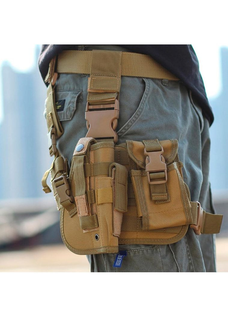 Тактическая кобура на бедро Tactic универсальная Койот – армейская кобура с платформой MOLLE (cob-coyote) L&L (363132356)