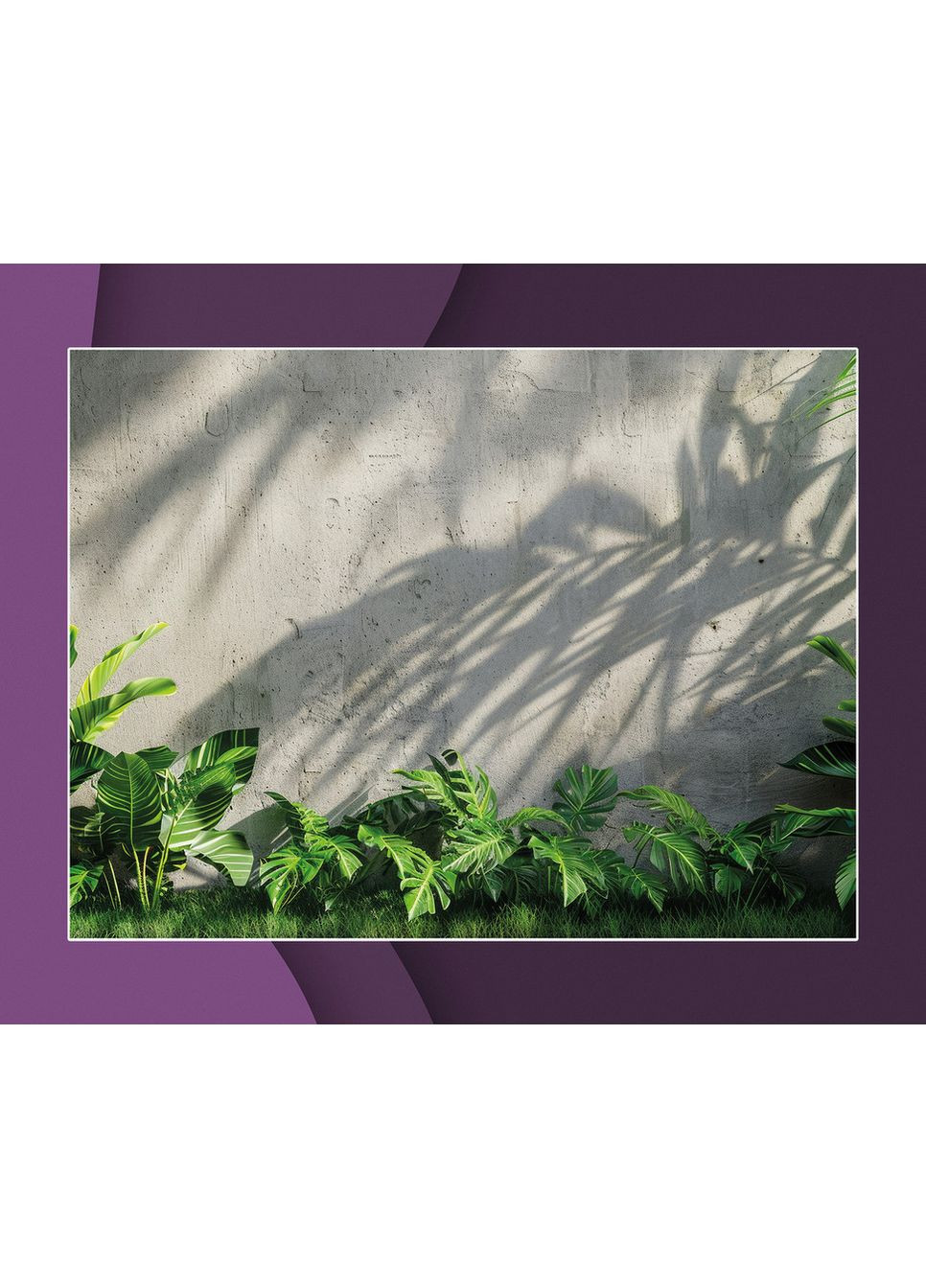 Фон для фотографії вініловий, сіра бетонна стіна з зеленими рослинами і темна підлога, урбан стиль 120×180 см, №57175 PhotoVinyl (354719077)