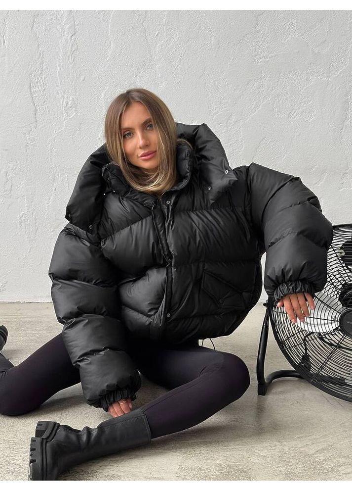 Черная зимняя женская зимняя куртка transformer с капюшоном (mil488) milirud