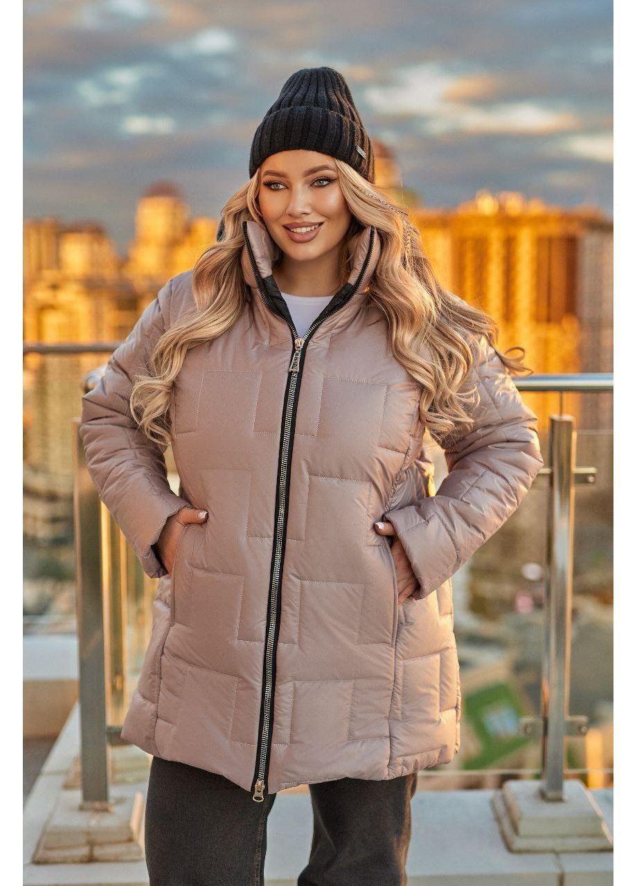 Бежевая зимняя куртка женская зимняя стеганная No Brand