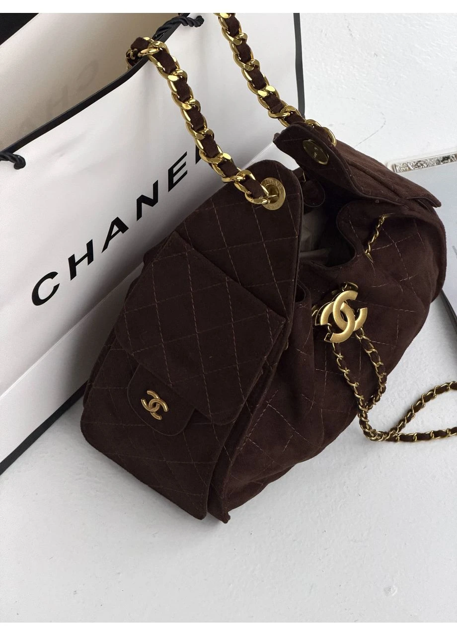 Сумка женская 25 Small Handbag Premium шоколадный замша Шанель торба MDR No Brand (382994541)