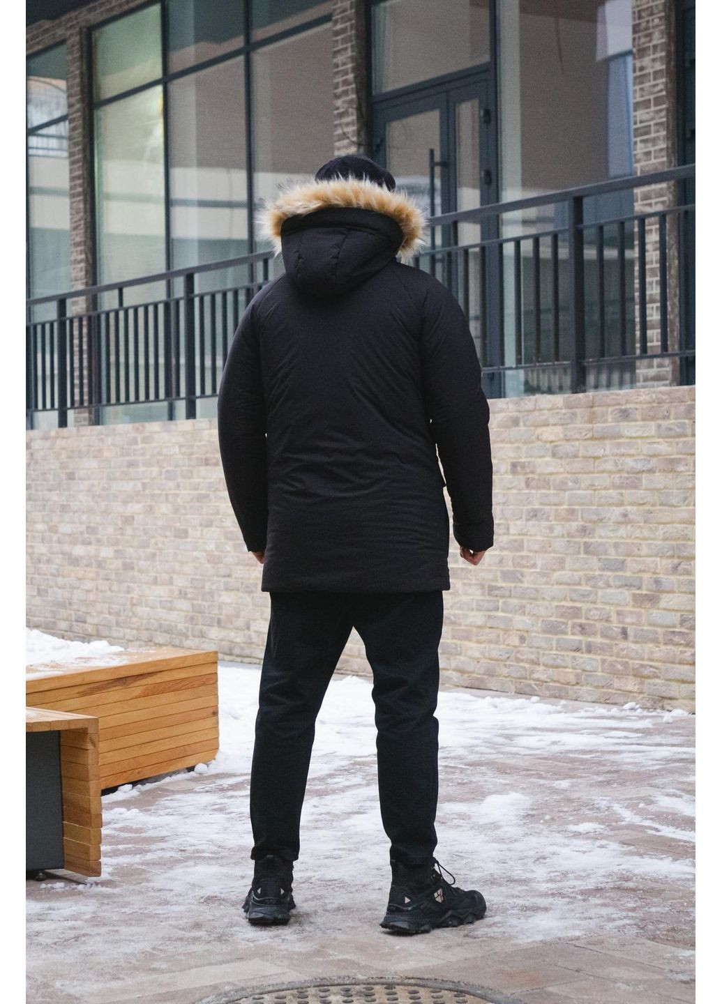 Черная зимняя парка зимняя европейская плащевка съемный мех No Brand