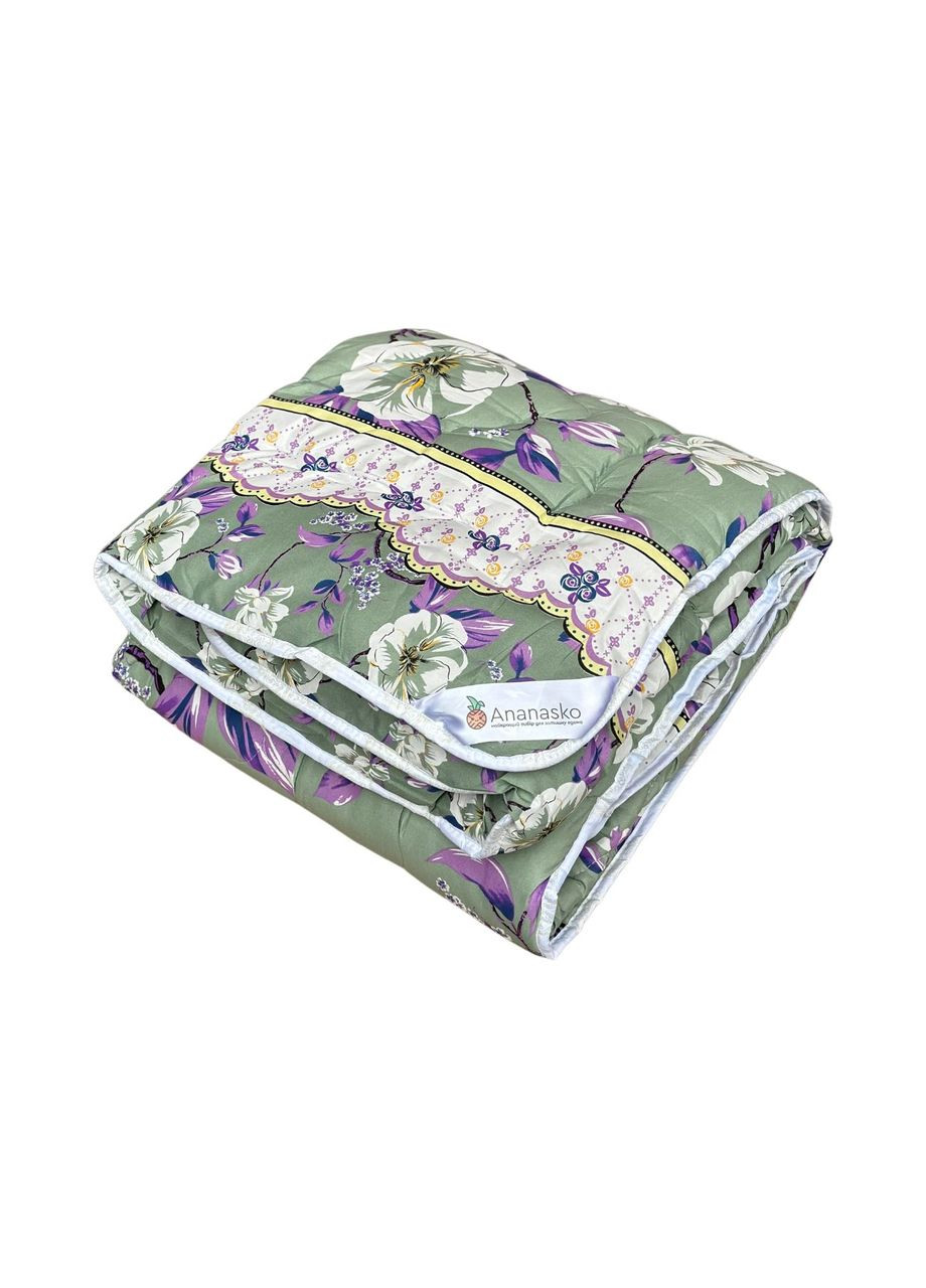 Одеяло холлофайбер евро 200х210 оливковое Цветы осень/зима/весна KL212 Ananasko (367056822)