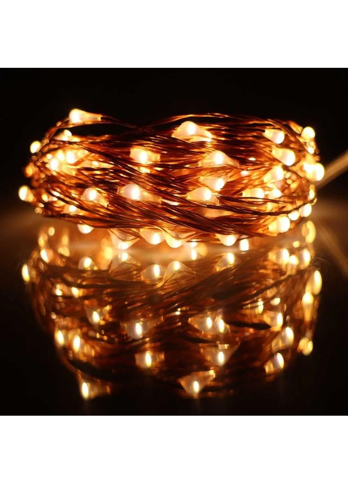 Новогодние гирлянды. Медная проволочная лампа 100LED 10м, Теплый Digital (363833707)