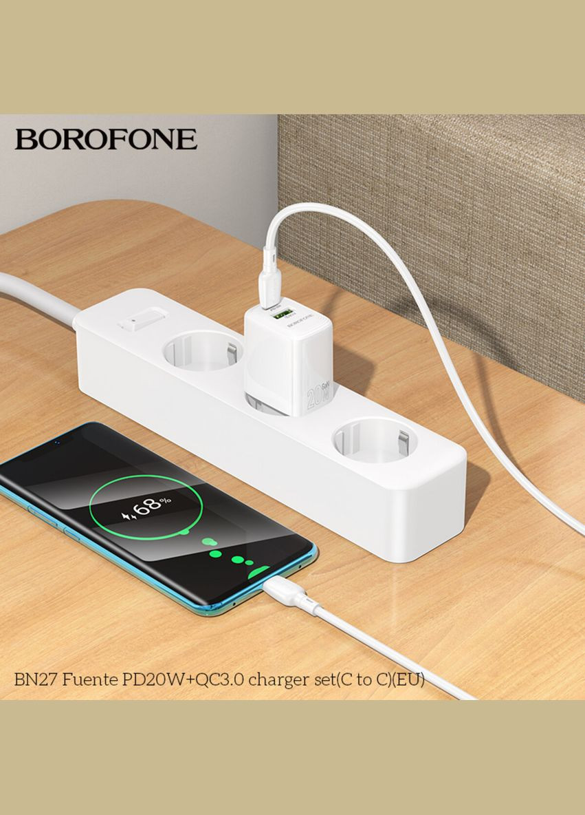 Сетевое зарядное устройство для PD20W+QC3.0 charger (EU) White (6941991120268) Borofone BN27 Fuente (327432715)