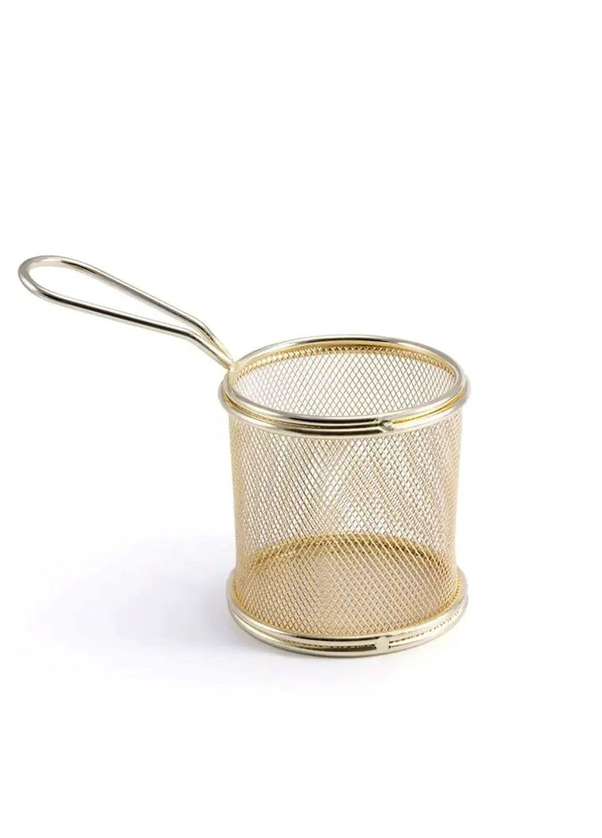 Корзина сервировочная для фри и снеков 9×9×9 см с гальваническим покрытием Золотая HP-19-5-G (A-033460) Zhongjing (361242405)