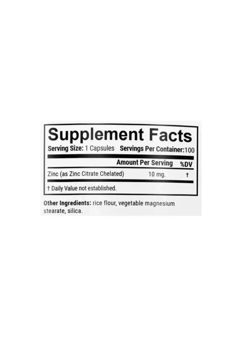 Цинк цитрат Zinc Chelated Citrate 10 мг 100 капсул En`vie Lab (398327538)