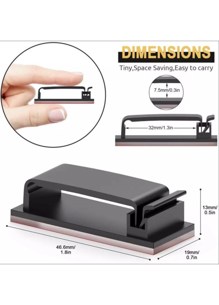 Органайзер кліпса фіксатор кабелю тримач для дроту самоклеючий 50 шт L Чорний Lencent (358935016)