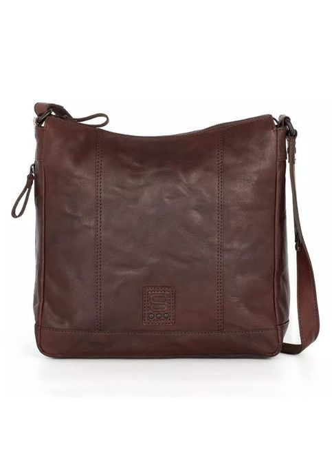 Сумка кожаная женская коричневая винтажная &SPARROW (Д/Ш/В) 28х10х27 см Spikes (336377781)