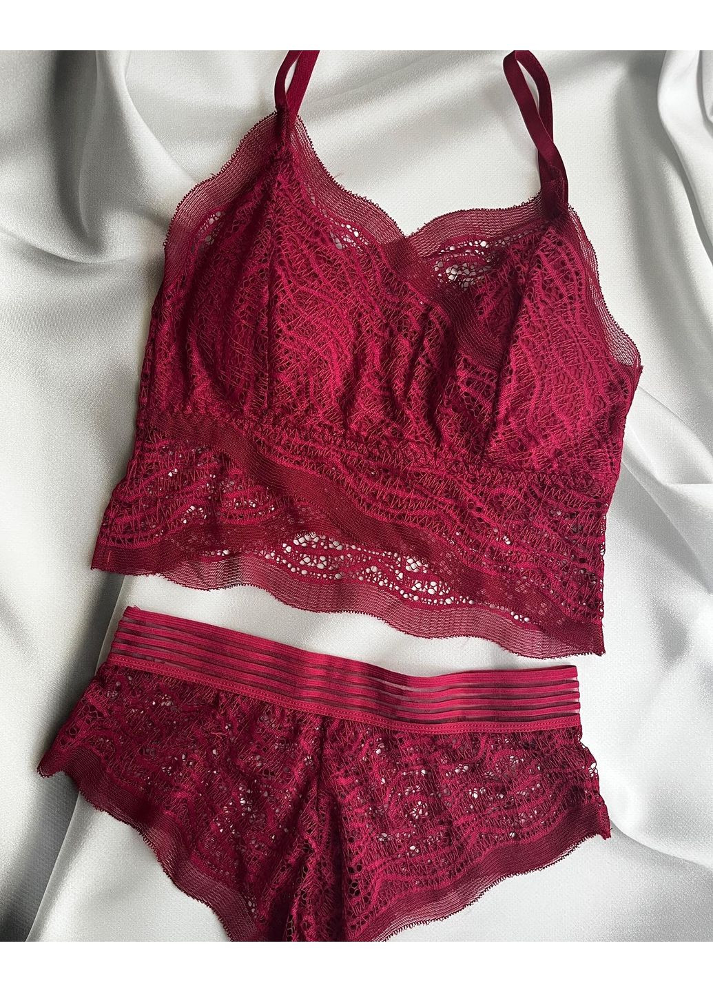 Блакитний демісезонний ажурний комплект нижньої білизни No Brand