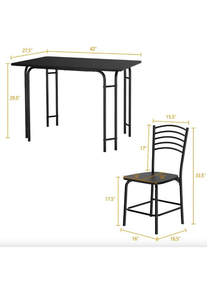 Комплект мебели Katarina стол и 4 стула черный Costway (361952912)