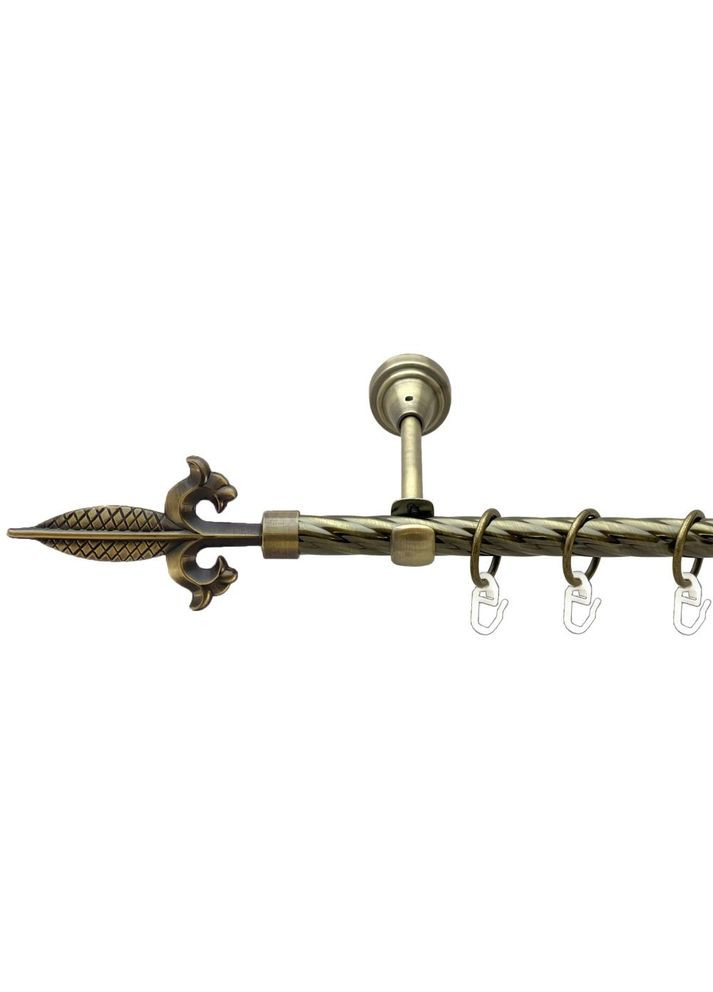 Карниз Генуя металлический однорядный открытая скрученная труба Антик 16 мм 240 см (00-00022311) ORVIT (300692351)