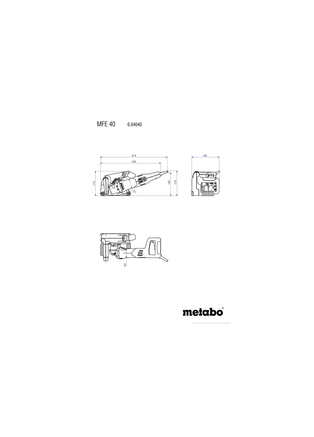 Штроборіз MFE 40, 1900 Вт, круг 125 мм (Кейс) 604040510 (8150) Metabo (262299643)