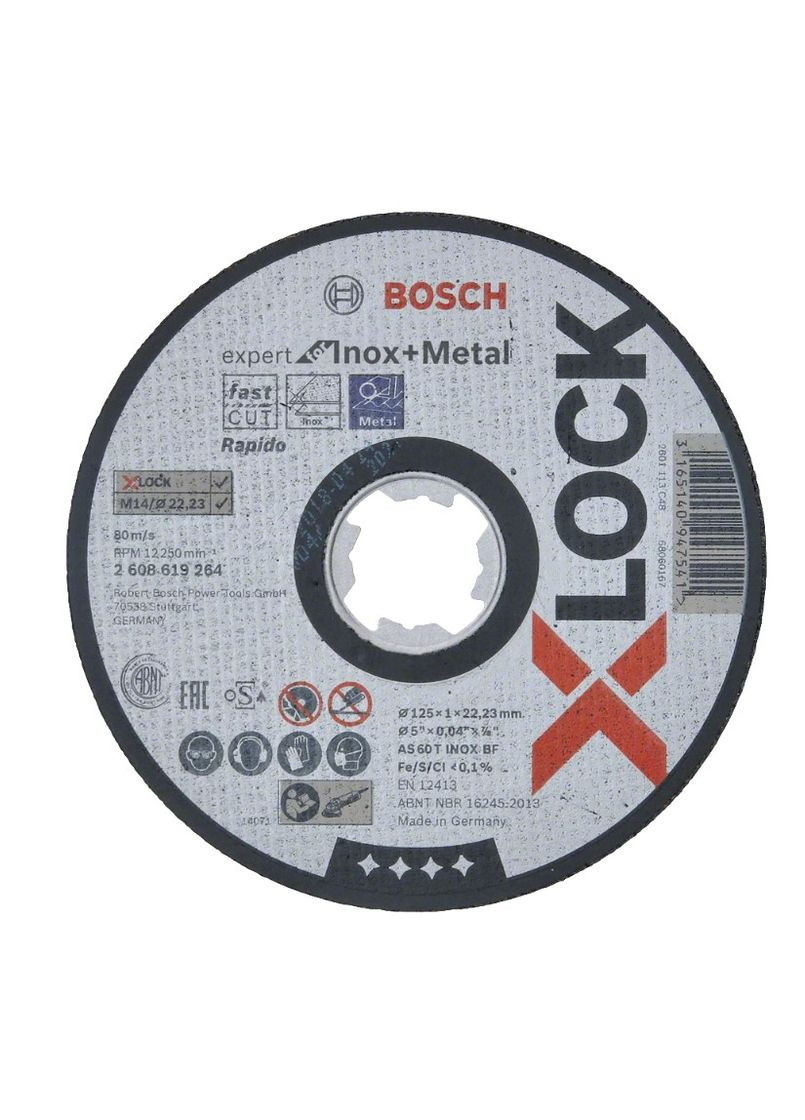 Відрізний диск XLOCK Expert for Inox and Metal (125х1х22.23 мм) круг по сталі (23251) Bosch (267819084)