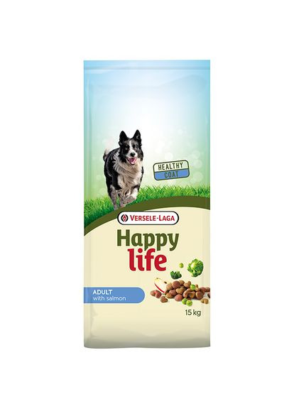 Сухий корм Adult with Salmon преміумкорм для собак усіх порід 15 кг (5410340310885) Happy Life (279566335)