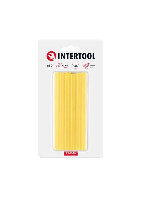 Комплект клейових стрижнів жовтих, 7,4×100 мм, 12 шт. (RT-1050) Intertool (393167506)