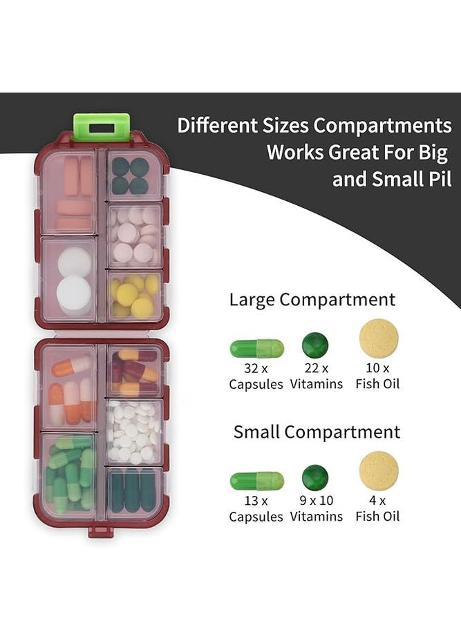 Органайзер для таблеток - таблетниця Vitamin на 10 відділень, бордова More (299665049)