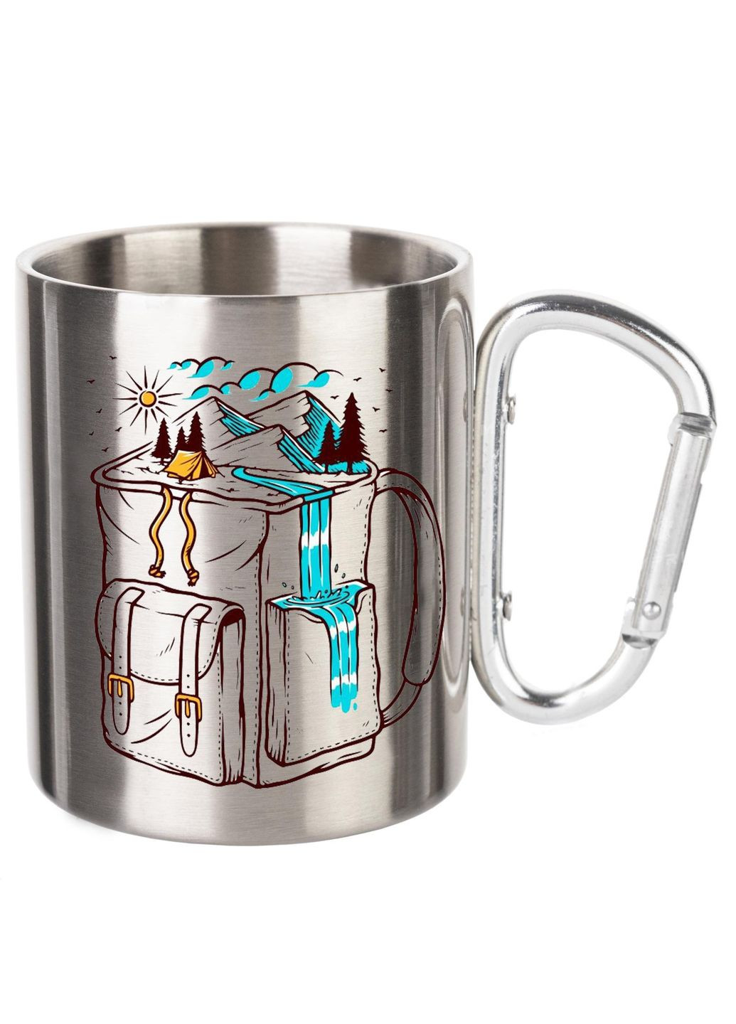 Кружка металлическая с карабином (silver) туристическая 300 мл #0036 silver No Brand (316121798)