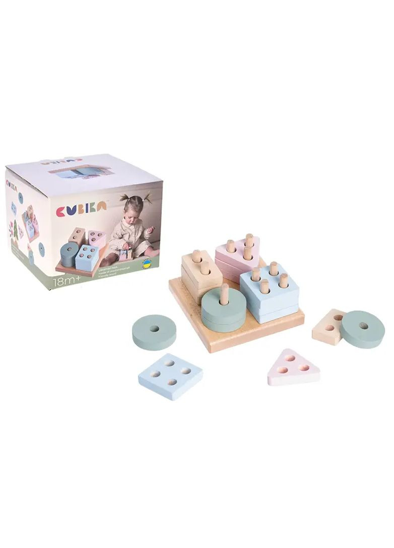 Розвиваюча гра Сортер дерев'яний геометричний для малюків в асортименті 15870 Cubika Дер9453 (370651054)