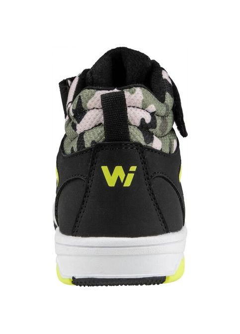 Черные повседневные, спортивные осенние осенние детские ботинки для мальчика, высокие до щиколотки, чёрные с неоновыми вставками, на липучке No Brand