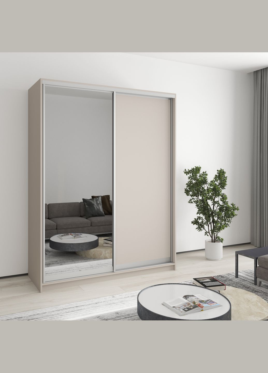 Шафа-купе дводверна Комбо AL ДСП/Дзеркало 160x60x210 см Кашемір (MBS-2759) MebelStar (346289133)