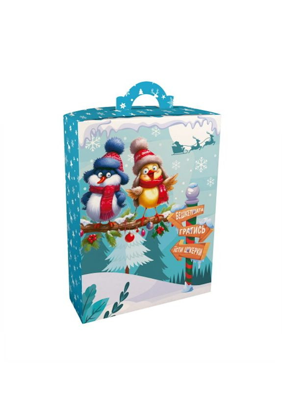 Новорічний подарунок цукерок №21 Пташки бешкетники з грою в комплекті 600г (3-2412) Кукумбер (365837764)